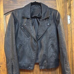 Blank NYC Black Leather Motorcycle Jacket with Asymmetrical Zipper